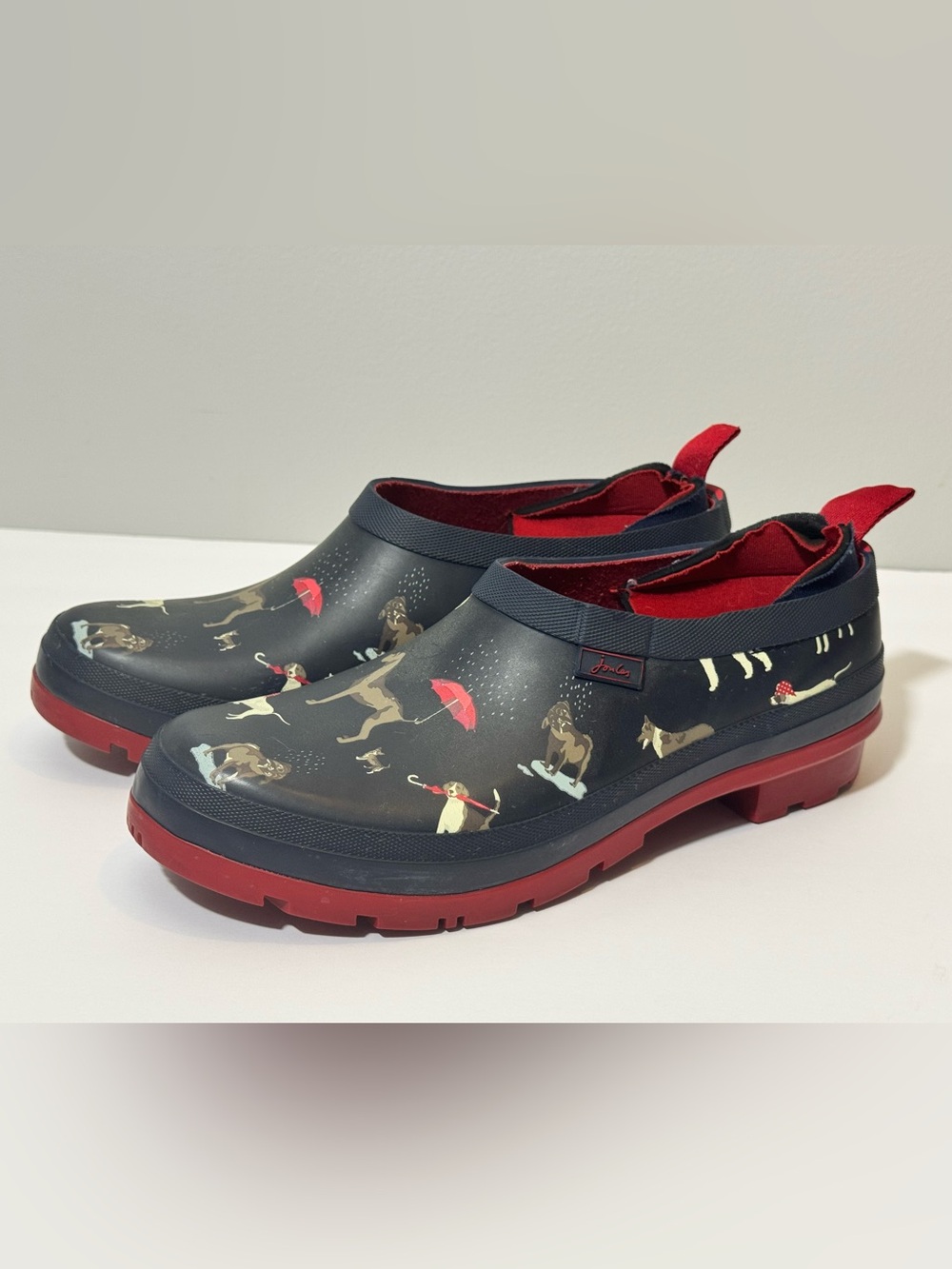 Joules Pop On Welly Clog Women's US 8 Navy Rain Dogs Rubber Garden Shoes